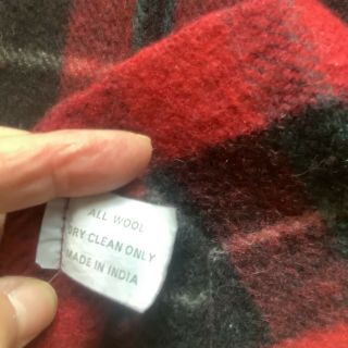 VINTAGE RED AND BLACK PLAID 100 WOOL Blanket Throw 48”x52” 3