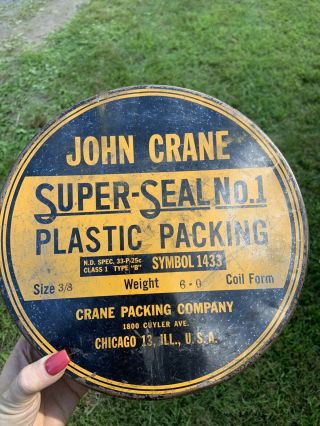 Vintage John Crane Seal Packing Tin Metal Crane Packing Co Chicago Usa