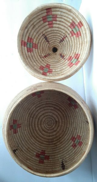 Antique Vintage Native American Indian Hand - Woven Basket With Lid 12.  5 " T