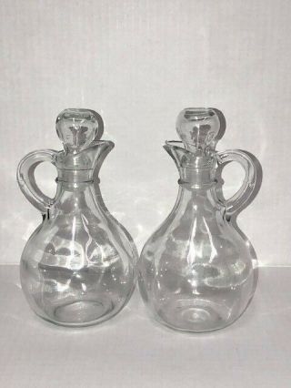 Vintage Glass Cruet Oil And Vinegar Serving Set Made In Thailand