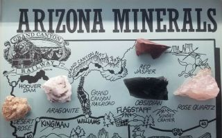 Vintage Arizona Minerals Map with Specimens in Gift Box by Grand Canyon Railway 2