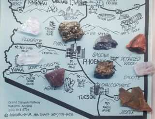 Vintage Arizona Minerals Map with Specimens in Gift Box by Grand Canyon Railway 3