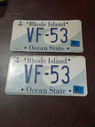 2 Expired Rhode Island Wave License Plates Low Number Vf - 53