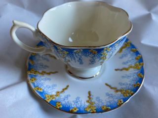 Vintage Royal Albert April Showers Blue Tea Cup & Saucer,  England