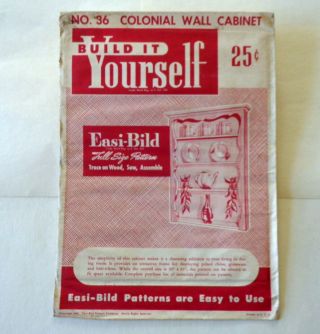 Vintage 1955 Easi - Bild No 36 Colonial Wall Cabinet Woodworking Pattern Full Size