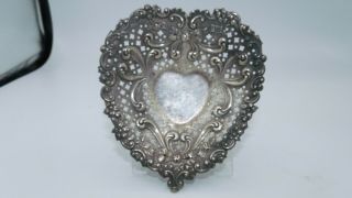 Vintage Gorham 956 Sterling Silver Repousse Heart Shaped Tray / Dish.  S - 2