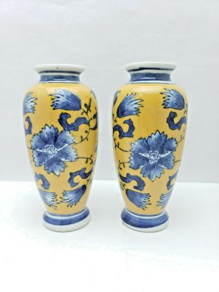 8 " Vintage Asian Vases Blue Orange Elegant Decor For All Seasons Modern