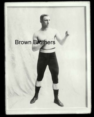 1896 1st World Lightweight Boxing Champion " Kid " Lavigne Glass Photo Negative Bb
