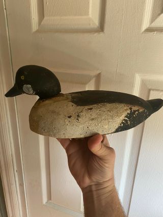 Very Early Antique Primitive Hand Carved Wooden Duck Decoy Well Over 100 Years