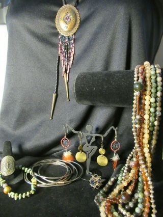 Bolo Tie And Beads / Rings Necklaces Bracelets Earrings Vintage