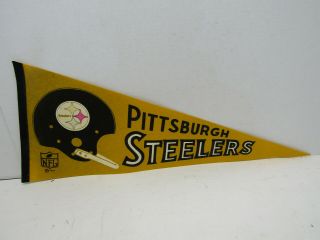 Vintage Pittsburg Steeler Football Felt Pennant Flag 1967 Nfl 30 " One Bar Helmet