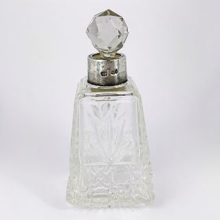 George V Sterling Silver & Cut Glass Perfume Scent Bottle London C1912