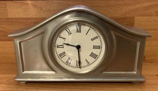 Vintage Pottery Barn Mantle Silver Clock Great Battery