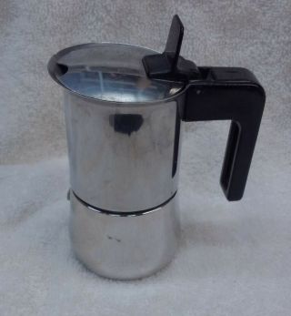 Vintage Inox Stovetop Single Serve Espresso Coffee Maker 18/10 Made In Italy