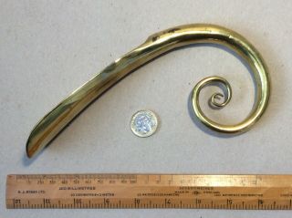 Antique Early 19th Century Curled “pigtail” Brass Shoe Horn A/f See Desc.