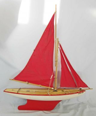 Large Ocean Star Sy7 Vintage Wooden Model Sailing Boat Pond Yacht Iron Keel