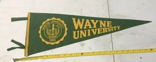 Wayne State University Detroit Rare Vintage 1940s School Seal College Pennant