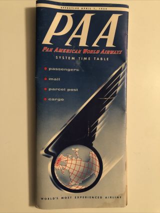 Pan American World Airways System Time Table