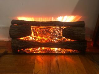 Fireplace Insert Cabin Decor Vintage Log Electric Rotating Motion Lighted