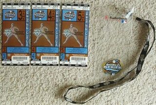 2003 World Series Game 3,  4 & 5 Full Tickets W/ Lanyard Florida Marlins Yankees