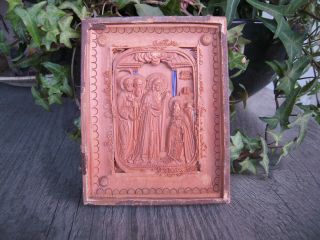Antique Hand Carved Wooden Traveling Icon