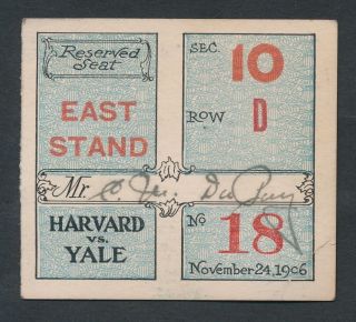 1906 Harvard V.  Yale,  Football Game Ticket Stub