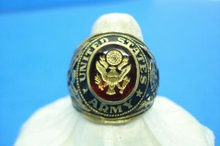 Vintage U.  S.  Army Mens Insignia Ring - - 18kt Hge - - Size 8.  5