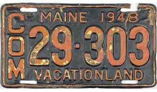 1948 Maine Commercial Brass License Plate 29 - 303