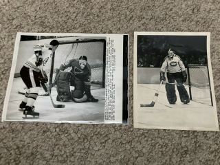 2 - Canadiens,  Blues Goalie Jacques Plante 8 X 10 Vintage Mask Photo 