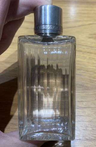 Rare Antique Louis Vuitton Sterling Silver Covered Glass Perfume Bottle
