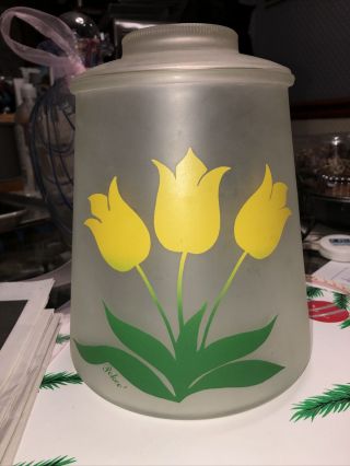 Vintage Bartlett Collins Pokee Canister Cookie Jar Yellow Tulips W/lid Biscuit