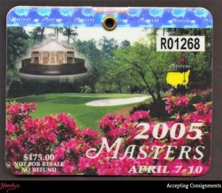 2005 Masters Badge Ticket April 7th - 10th,  Tiger Woods Wins