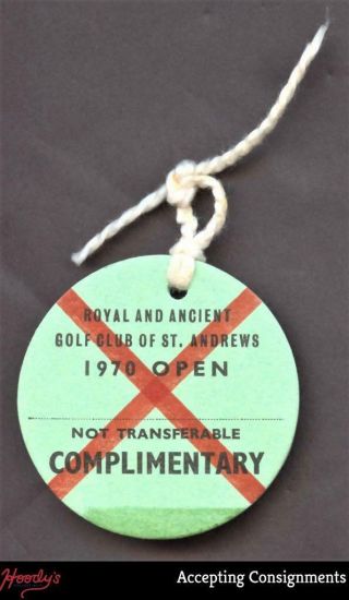 1970 Royal And Ancient Golf Club British Open Badge Ticket,  Jack Nicklaus Wins