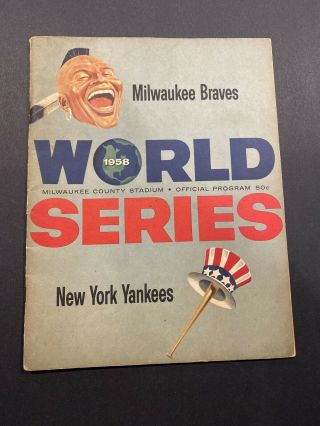 1958 World Series Program York Yankees Vs Milwaukee Braves Scored See Detail