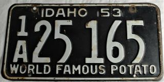 1953 Idaho License Plate " World Famous Potato "