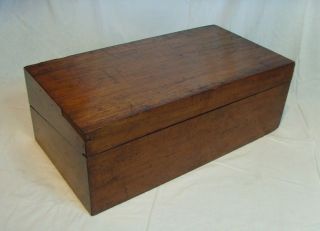 Antique Mahogany Oak Lined Large Writing Slope Stationary Box - For Restoration
