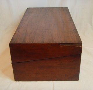 Antique Mahogany Oak Lined Large Writing Slope Stationary Box - for restoration 2