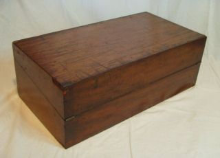 Antique Mahogany Oak Lined Large Writing Slope Stationary Box - for restoration 3