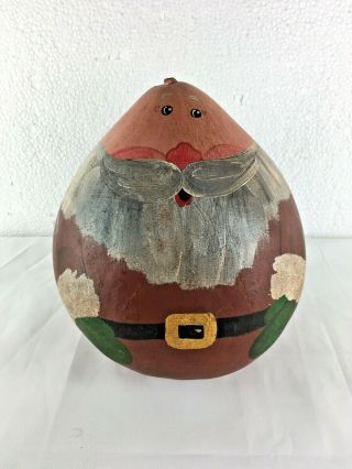 Santa Claus Vintage Gourd Christmas Large Figure Hand Painted Ornament Holiday