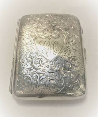 George V Solid Silver Cigarette/card Case Birmingham 1913