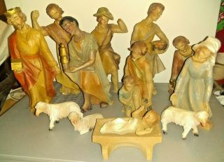 Vintage Christmas Nativity Manger Set W/ Figures Baby Jesus Western Germany