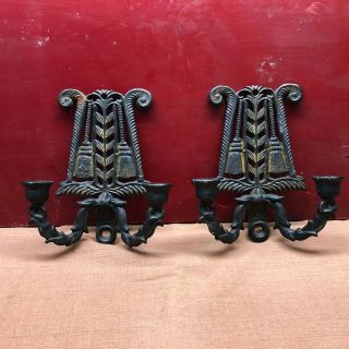 Vintage Wall Mount Cast Iron Candle Stick Holders