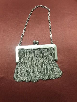 Solid Silver Purse Bag Chainmail Mesh Import Hallmarked