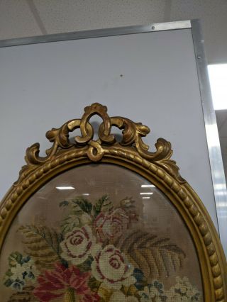 Late Georgian or Early Victorian Woolwork Picture In Gorgeous Large Gilt 3