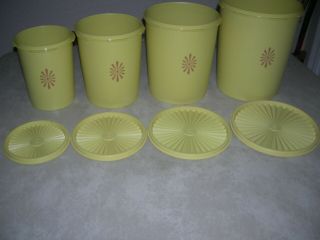 Vintage Tupperware Yellow Nesting Canister Set Of 4 W/ Lids