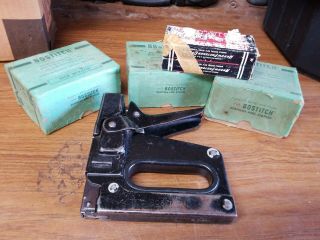 Vintage Bostitch T5 Tacker Stapler Heavy Duty Staple Gun And Staples Boxes