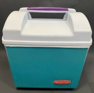 Vintage Rubbermaid Sidekick Teal & Purple Lunch Box Cooler Ice Chest