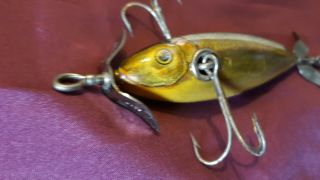 Winchester Lure 3 Hook Early Minnow Bait Vintage Old Fishing Tackle 9017 Wood