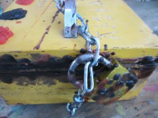 Antique Metal Vessel Dybbuk Box Chain Lock Satan Found In Casket 3