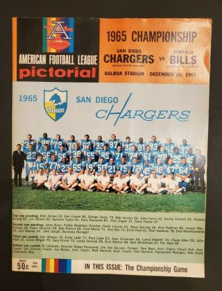 1965 Afl Championship Game Program - San Diego Chargers Vs.  Buffalo Bills